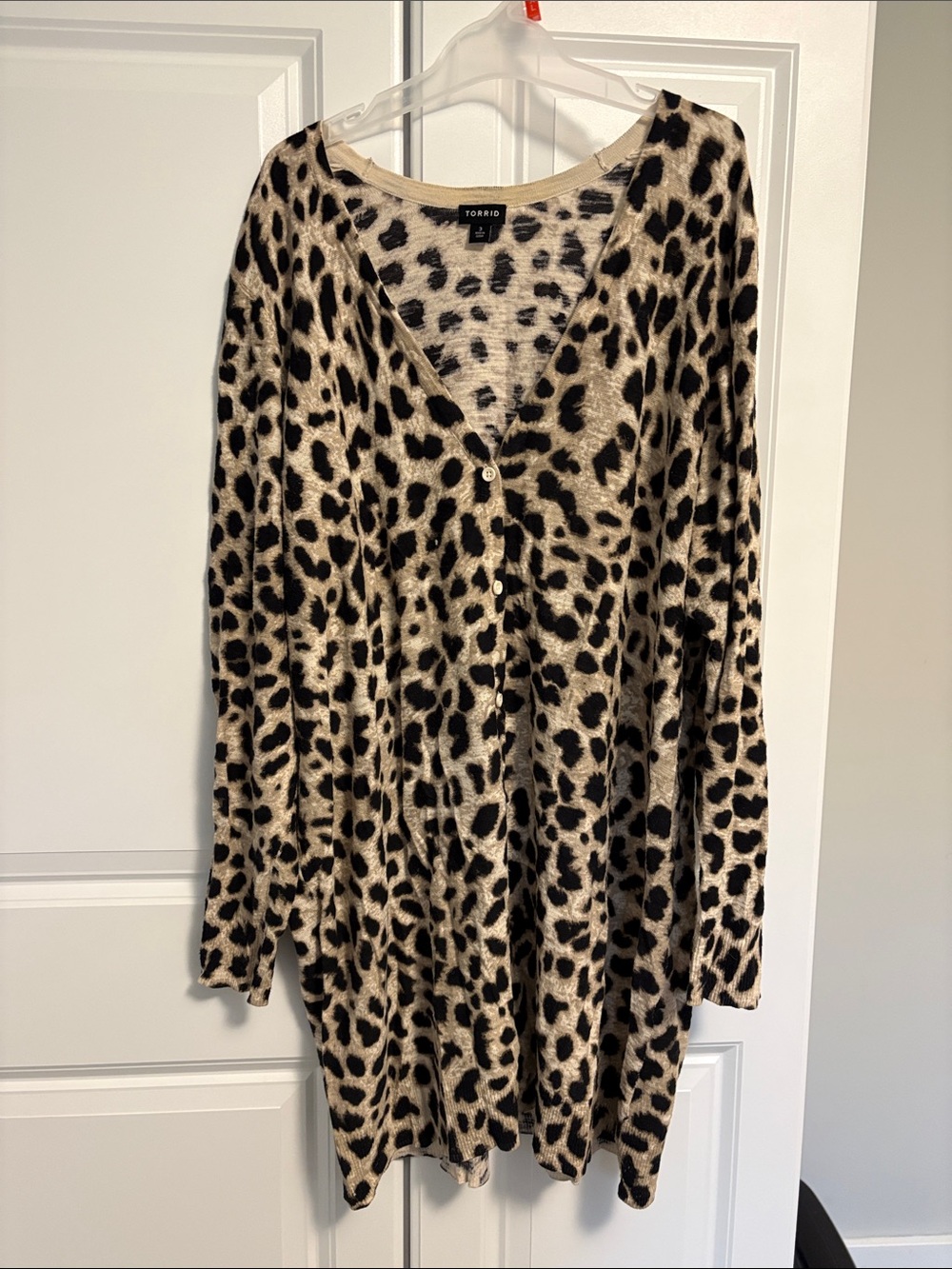 torrid Beige and Black Leopard Print Long Sleeve V-Neck Dress